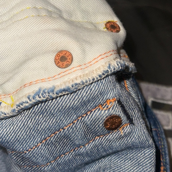 LEVIS 701 Big E Selvedge Denim Jeans Womens Size 28 LVC Rivets Capri 098 - Picture 13 of 16